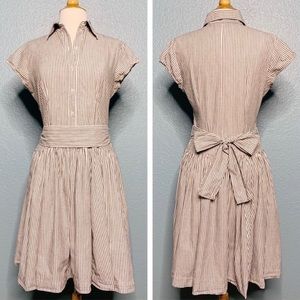 NORMA KAMALI - belted stripe dress with side pockets (medium)